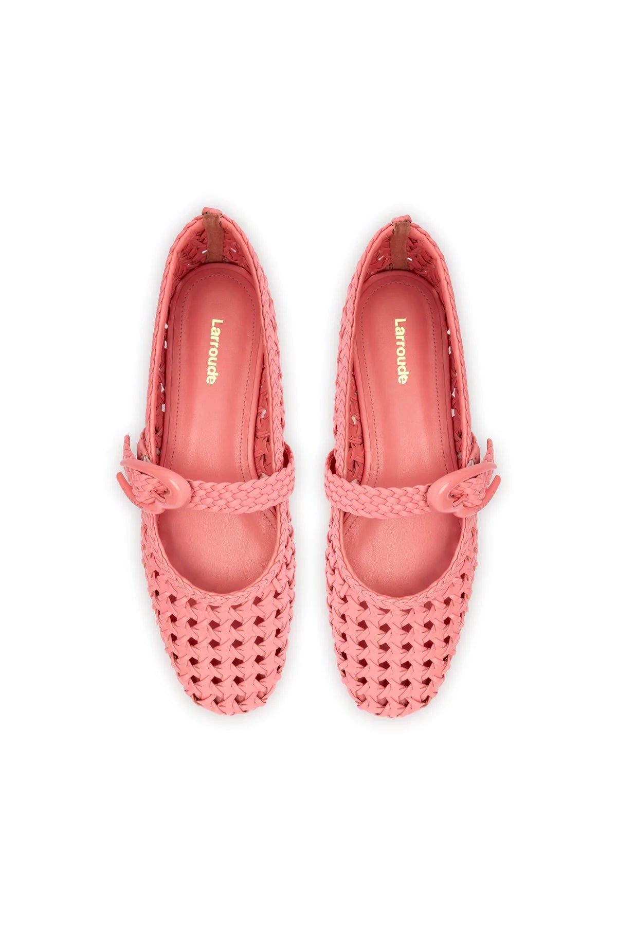 Larroude Verona Macrame Ballet Flat In Sorbet Pink Leather