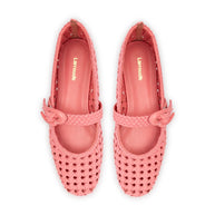 Larroude Verona Macrame Ballet Flat In Sorbet Pink Leather