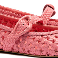 Larroude Verona Macrame Ballet Flat In Sorbet Pink Leather