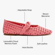 Larroude Verona Macrame Ballet Flat In Sorbet Pink Leather