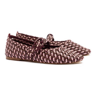 Larroude Verona Macrame Ballet Flat In Wine, Tulip And Burnt Umber Leather