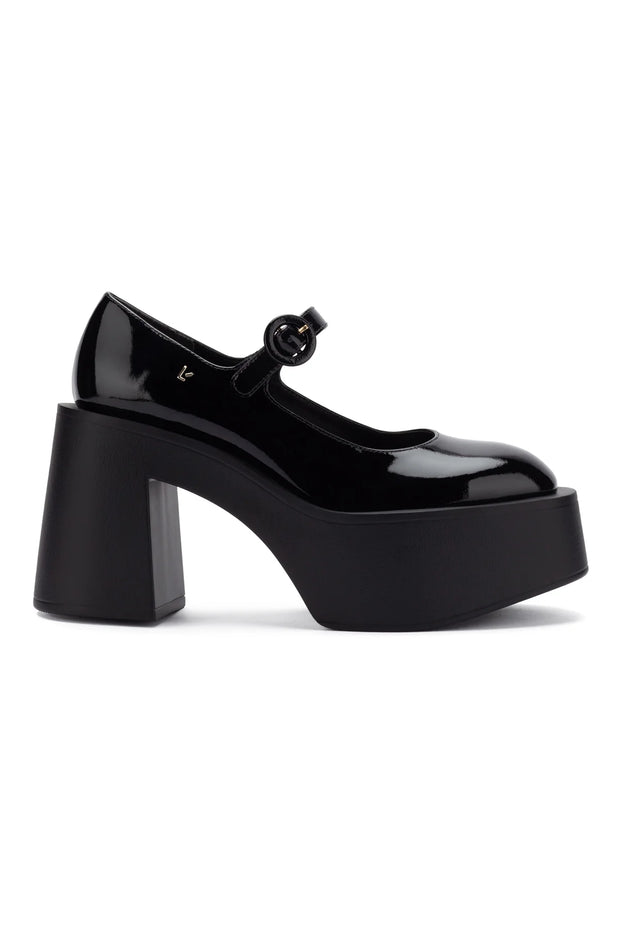 Larroude Olivia Platform Pump In Black Patent Leather