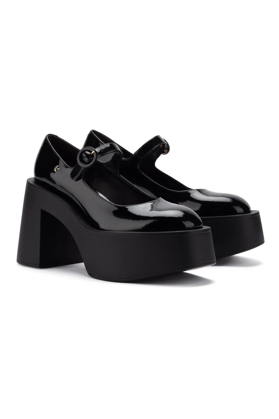 Larroude Olivia Platform Pump In Black Patent Leather
