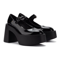 Larroude Olivia Platform Pump In Black Patent Leather