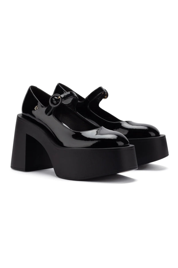 Larroude Olivia Platform Pump In Black Patent Leather