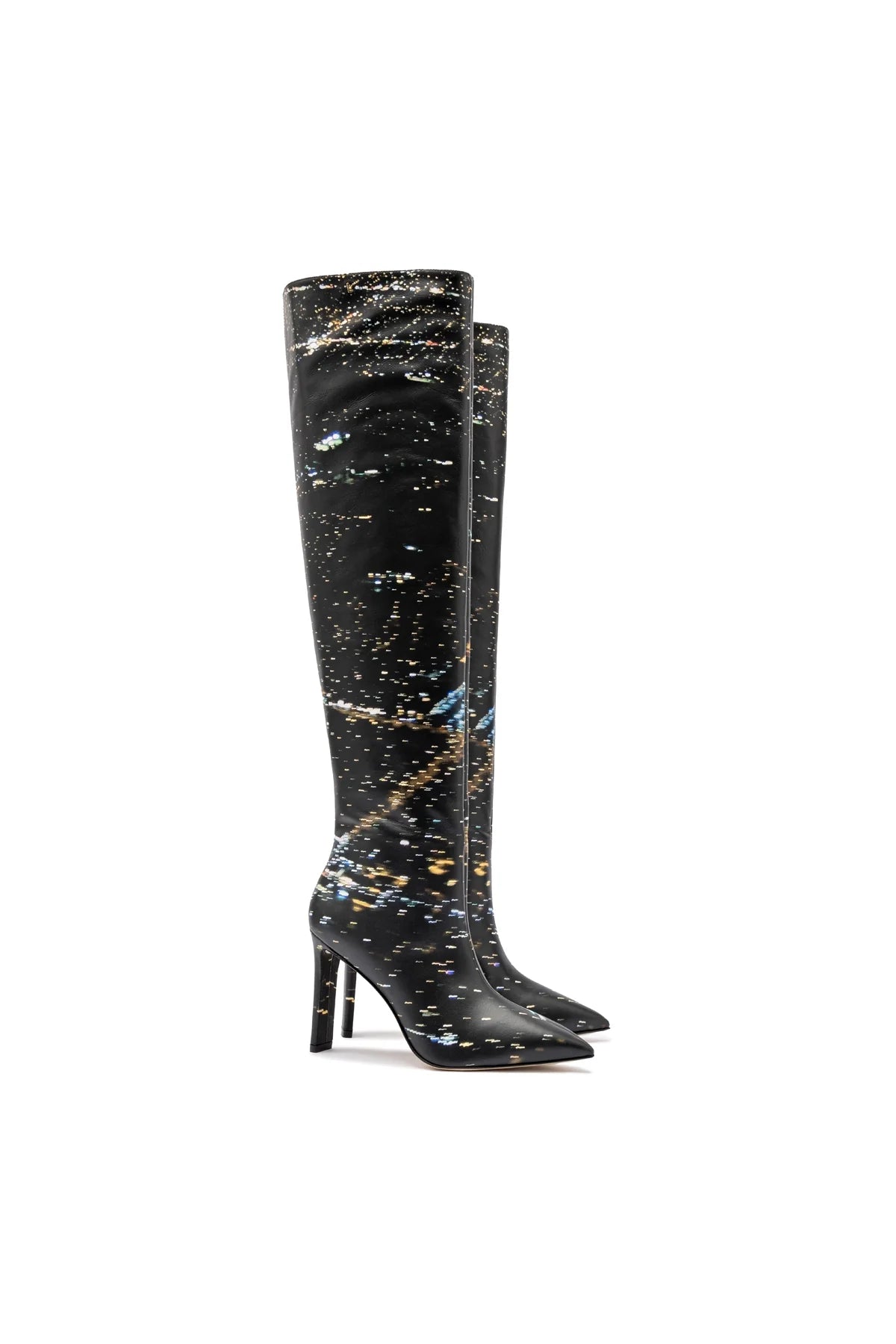 Larroudé X Libertine Boot In Black LAX Printed Leather