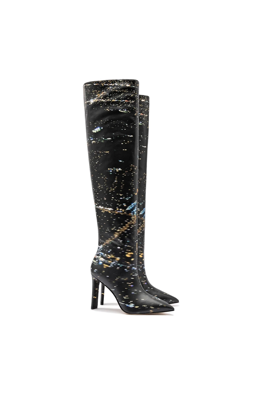 Larroudé X Libertine Boot In Black LAX Printed Leather