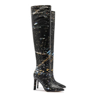 Larroudé X Libertine Boot In Black LAX Printed Leather