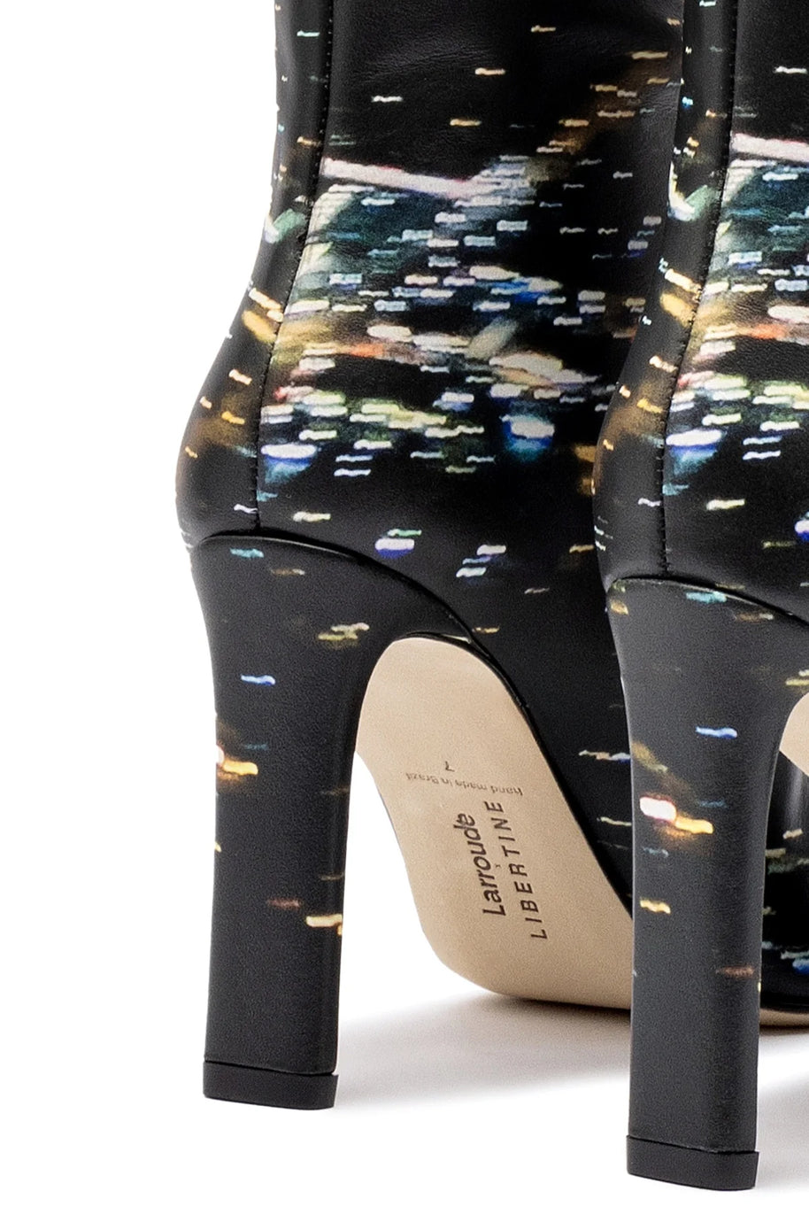 Larroudé X Libertine Boot In Black LAX Printed Leather