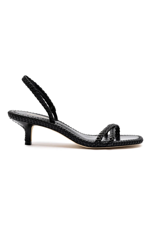 Larroude Mini Annie Sandal In Black Leather