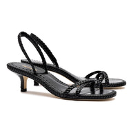 Larroude Mini Annie Sandal In Black Leather