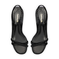 Larroude Mini Annie Sandal In Black Leather