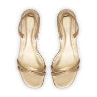 Larroude Mini Annie Sandal In Gold Metallic Leather