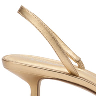 Larroude Mini Annie Sandal In Gold Metallic Leather