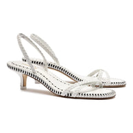 Larroude Mini Annie Sandal In White Leather