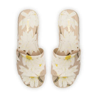 Larroude Alex Flatform Mule In Beige Printed Raffia
