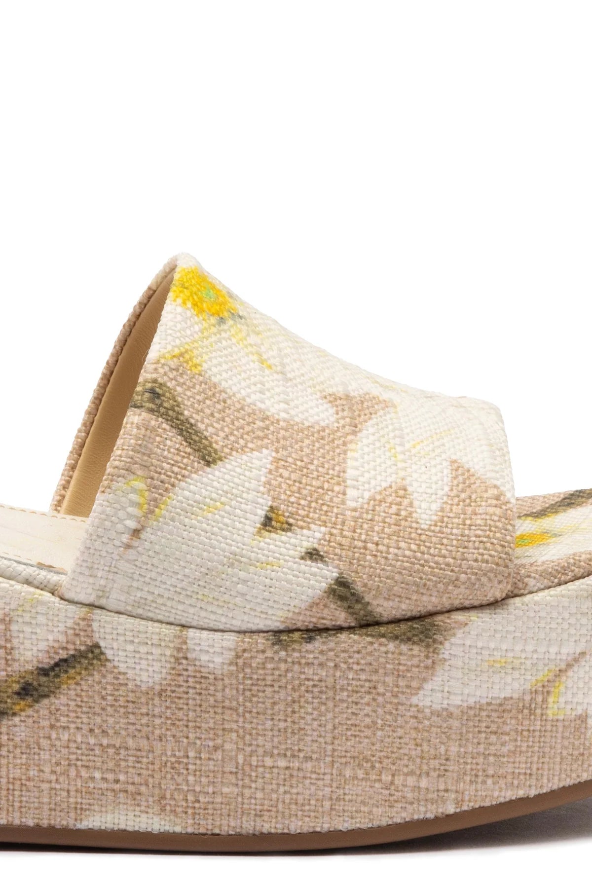 Larroude Alex Flatform Mule In Beige Printed Raffia