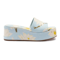 Larroude Alex Flatform Mule In Maya Printed Raffia