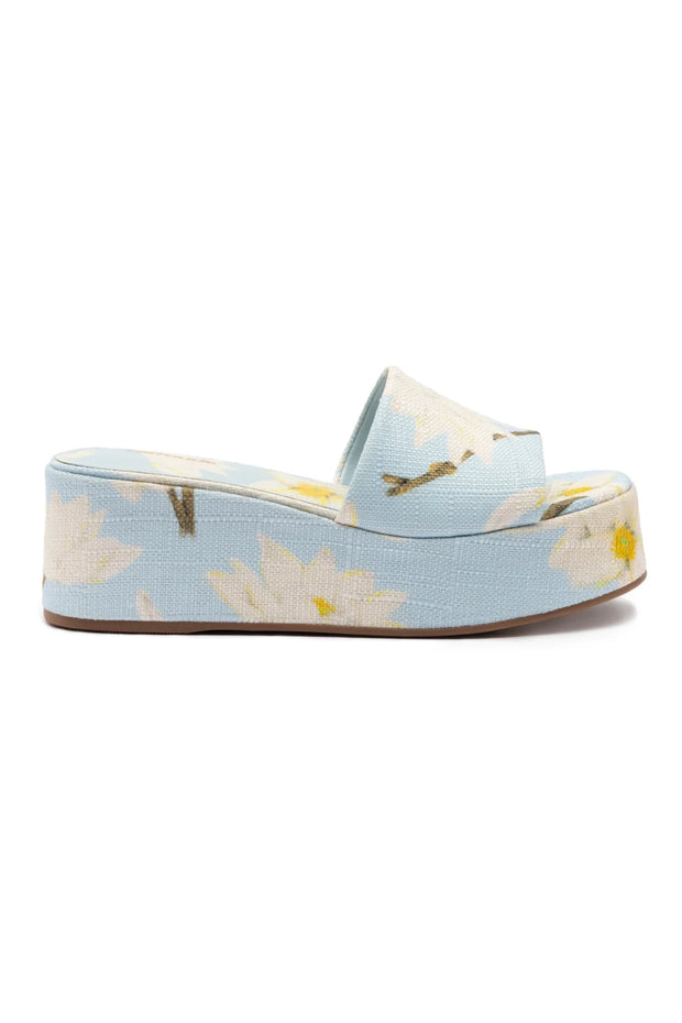 Larroude Alex Flatform Mule In Maya Printed Raffia