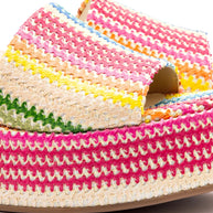 Larroude Alex Flatform Mule In Rainbow Raffia