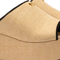 Larroude Charli Mule In Beige Raffia and Black Trimming