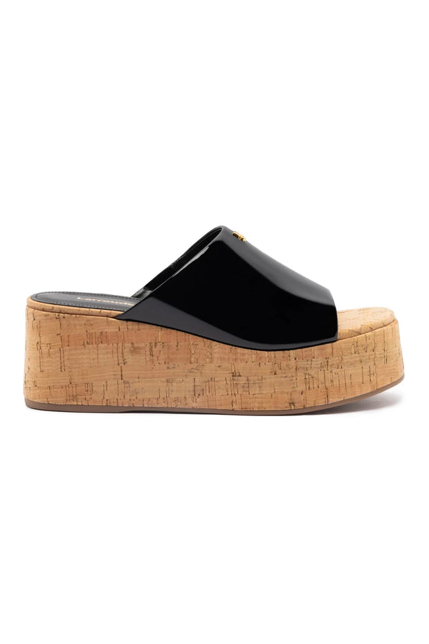 Larroude Charli Mule In Black Patent Leather