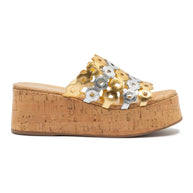 Larroude Charli Mule In Gold And Silver Metallic Leather
