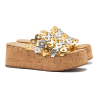 Larroude Charli Mule In Gold And Silver Metallic Leather