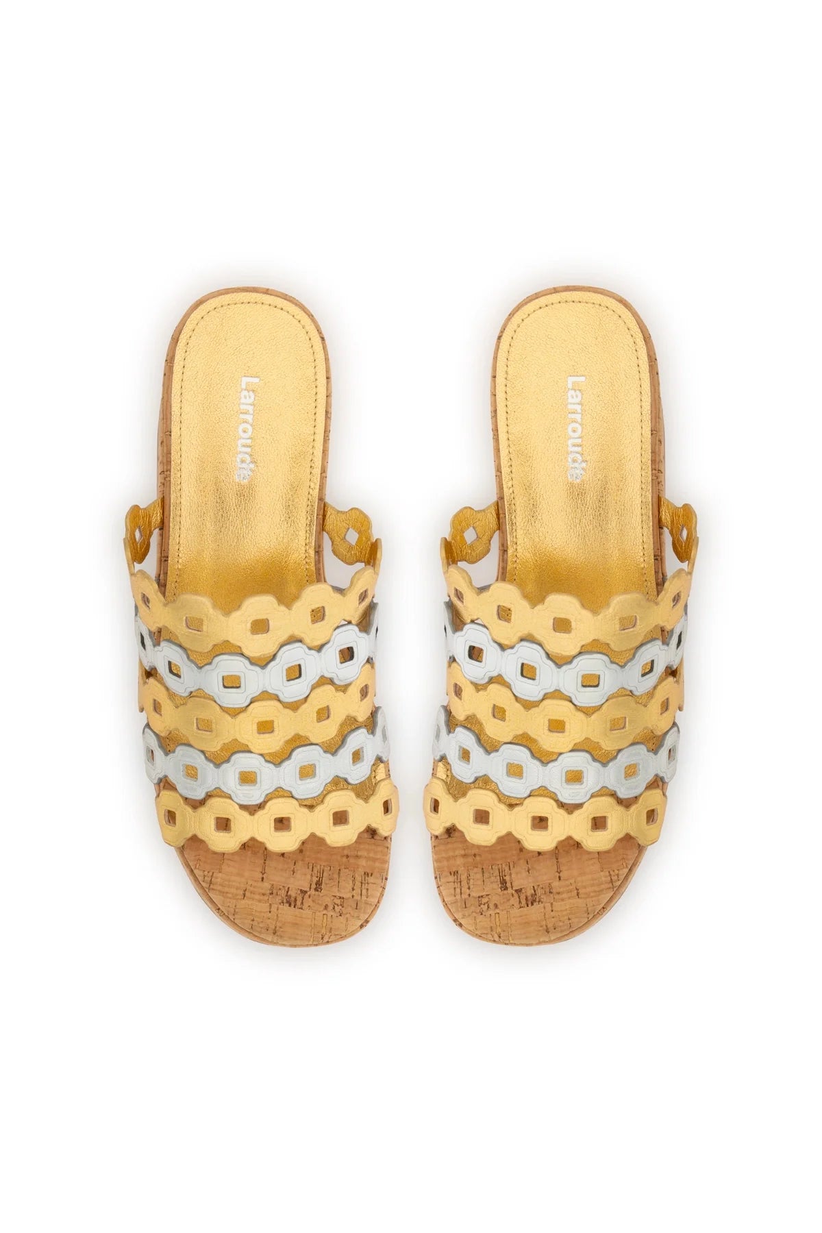 Larroude Charli Mule In Gold And Silver Metallic Leather