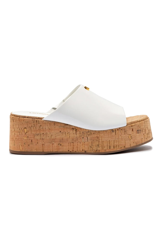 Larroude Charli Mule In White Patent Leather
