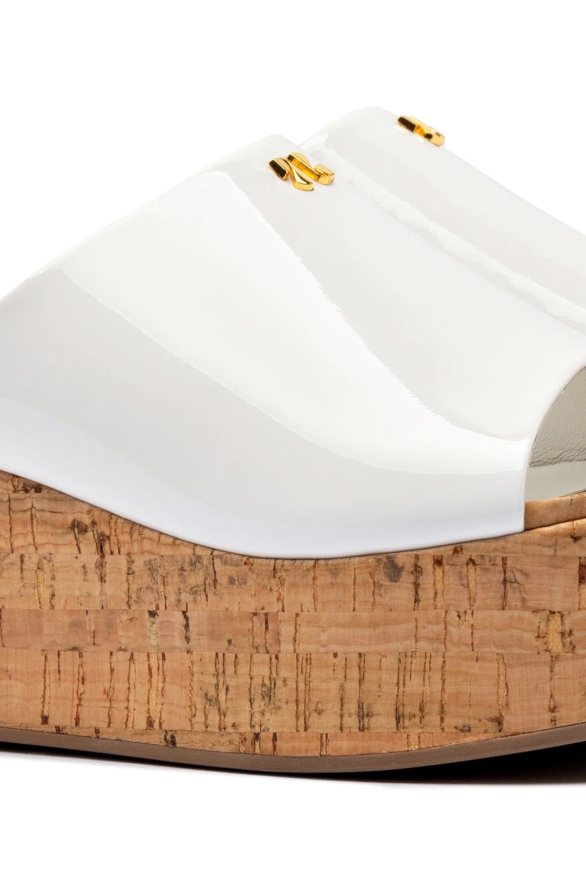 Larroude Charli Mule In White Patent Leather