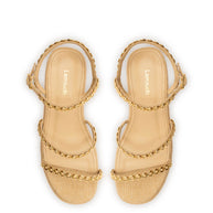 Larroude Gio Milanina Flatform Sandal In Beige Raffia