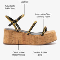 Larroude Gio Milanina Flatform In Black Patent Leather And Natural Cork