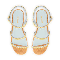 Larroude Gio Milanina Flatform In Maya Denim And Natural Cork