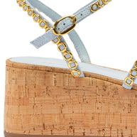 Larroude Gio Milanina Flatform In Maya Denim And Natural Cork