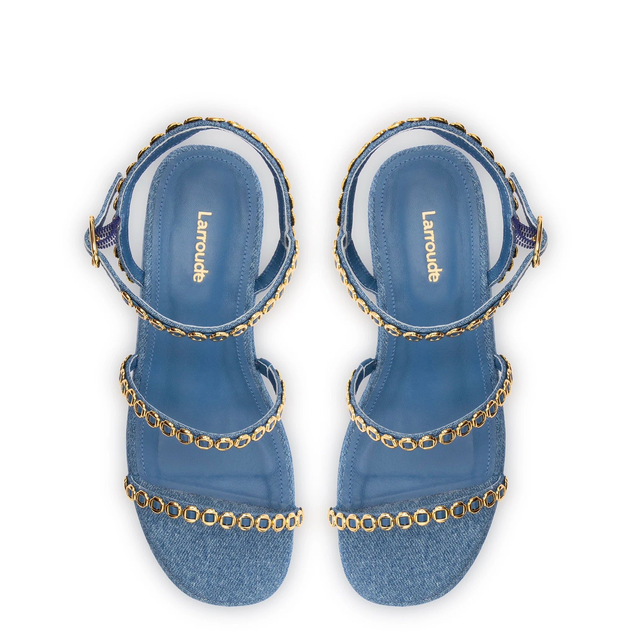 Larroude Gio Milanina Flatform Sandal In Blue Stoned Raffia