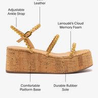 Larroude Gio Milanina Flatform In Tan Leather And Natural Cork