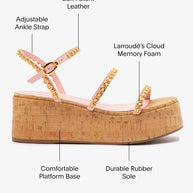 Larroude Gio Milanina Flatform In Tulip Patent Leather And Natural Cork