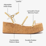 Larroude Gio Milanina Flatform In White Patent Leather And Natural Cork