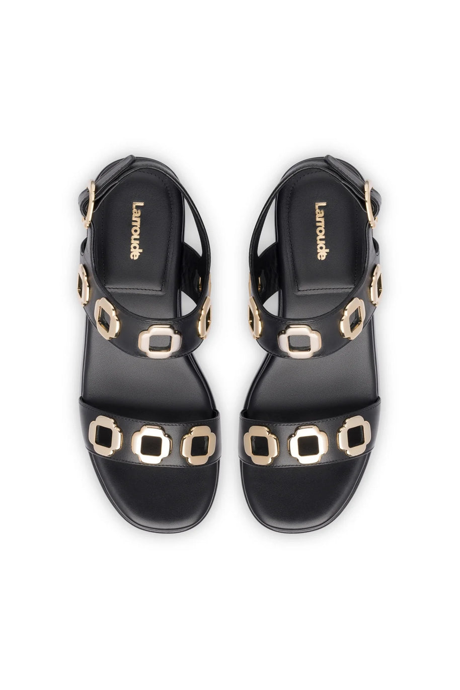 Larroude Milan Flatform Sandal In Black Leather