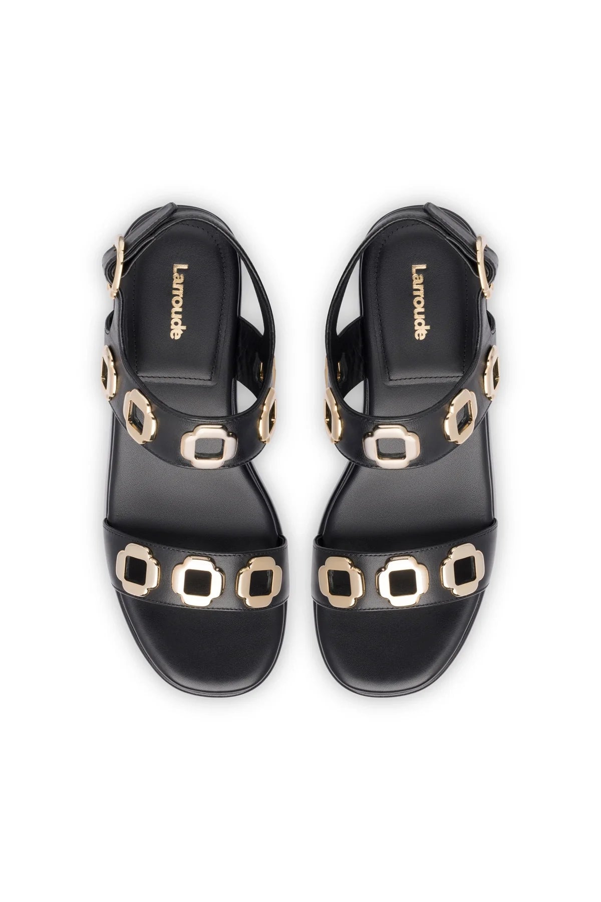 Larroude Milan Flatform Sandal In Black Leather