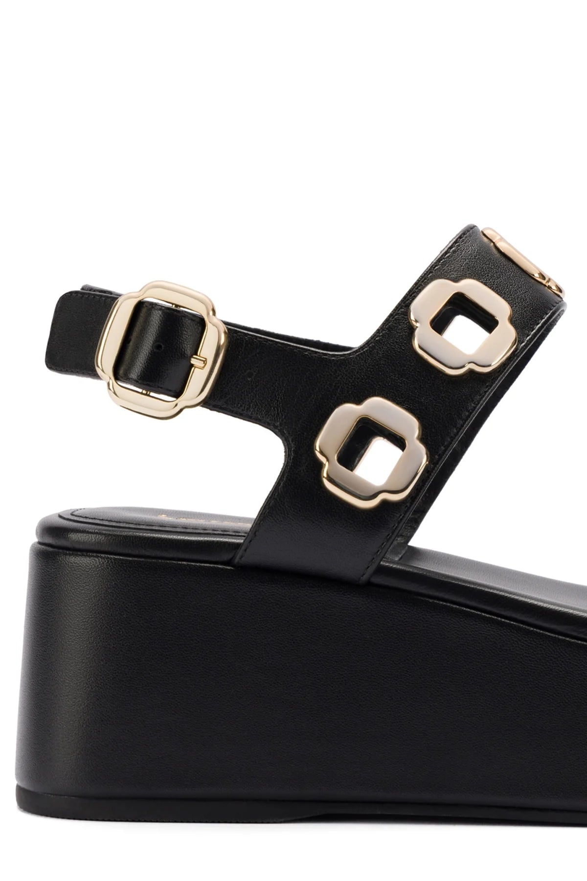 Larroude Milan Flatform Sandal In Black Leather