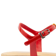 Larroude Hana Flat Sandal In Multicolor Patent Leather and Raffia