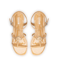Larroude Hana Flat In Tan Patent Leather