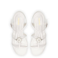 Larroude Hana Flat In White Patent Leather
