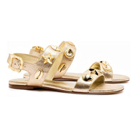 Larroude Madison Flat In Gold Metallic Leather