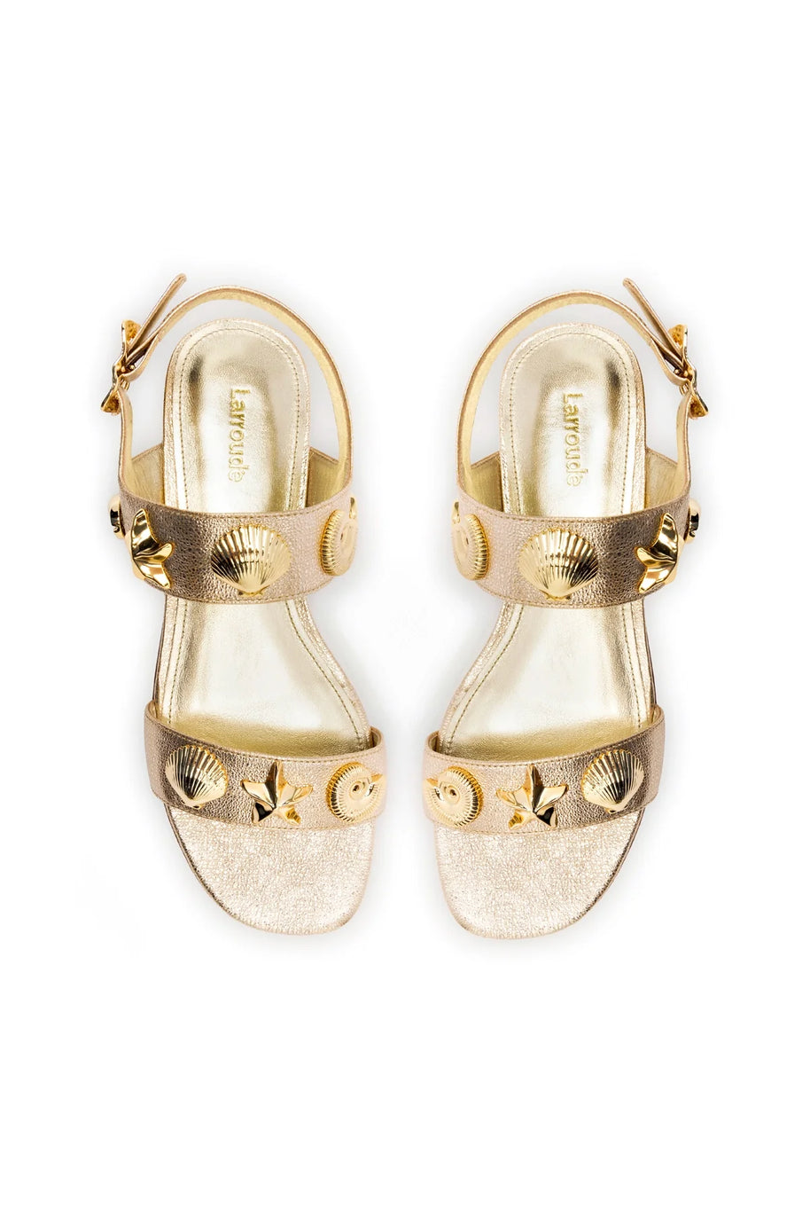 Larroude Madison Flat In Gold Metallic Leather