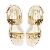 Larroude Madison Flat In Gold Metallic Leather