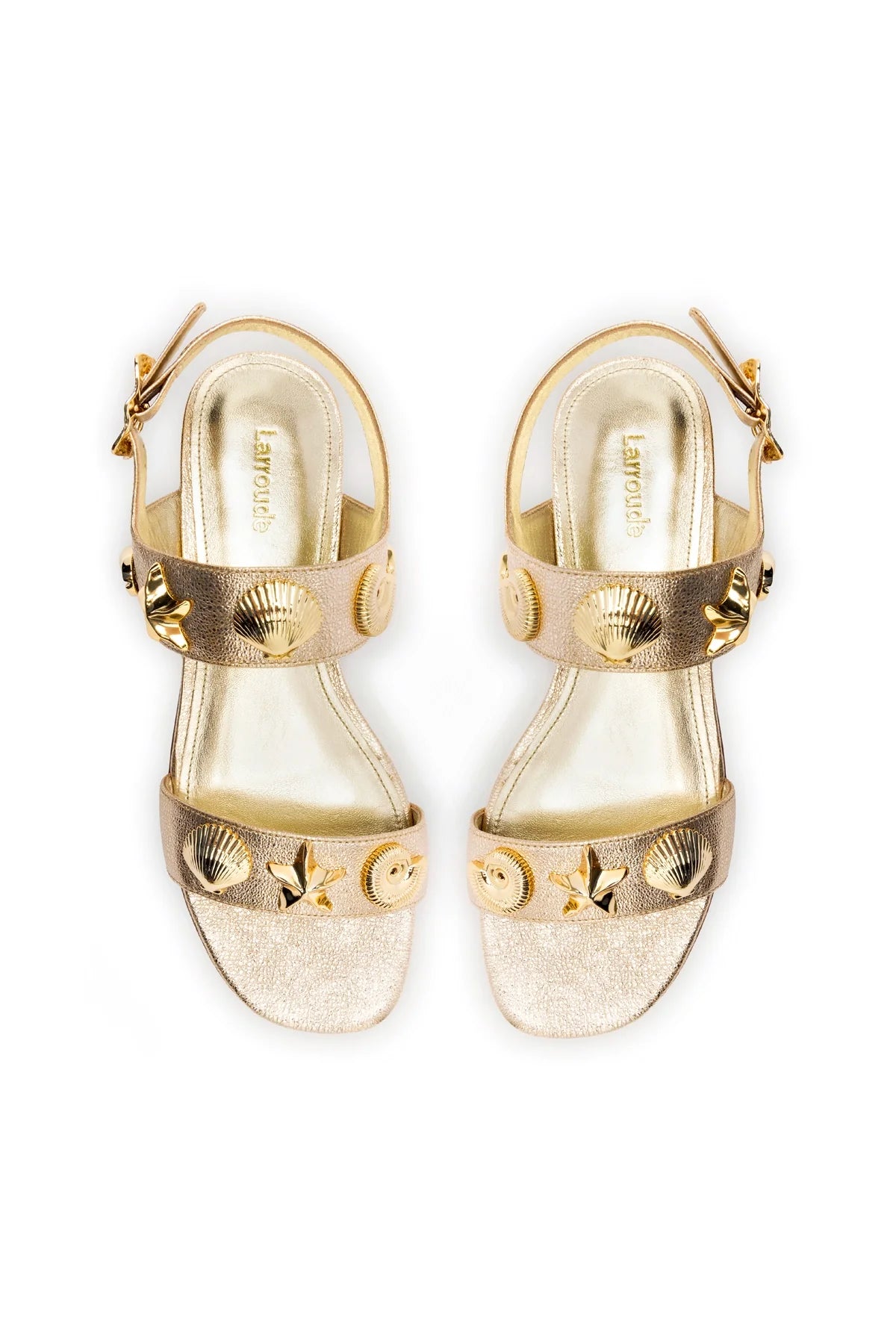 Larroude Madison Flat In Gold Metallic Leather