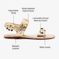 Larroude Madison Flat In Gold Metallic Leather